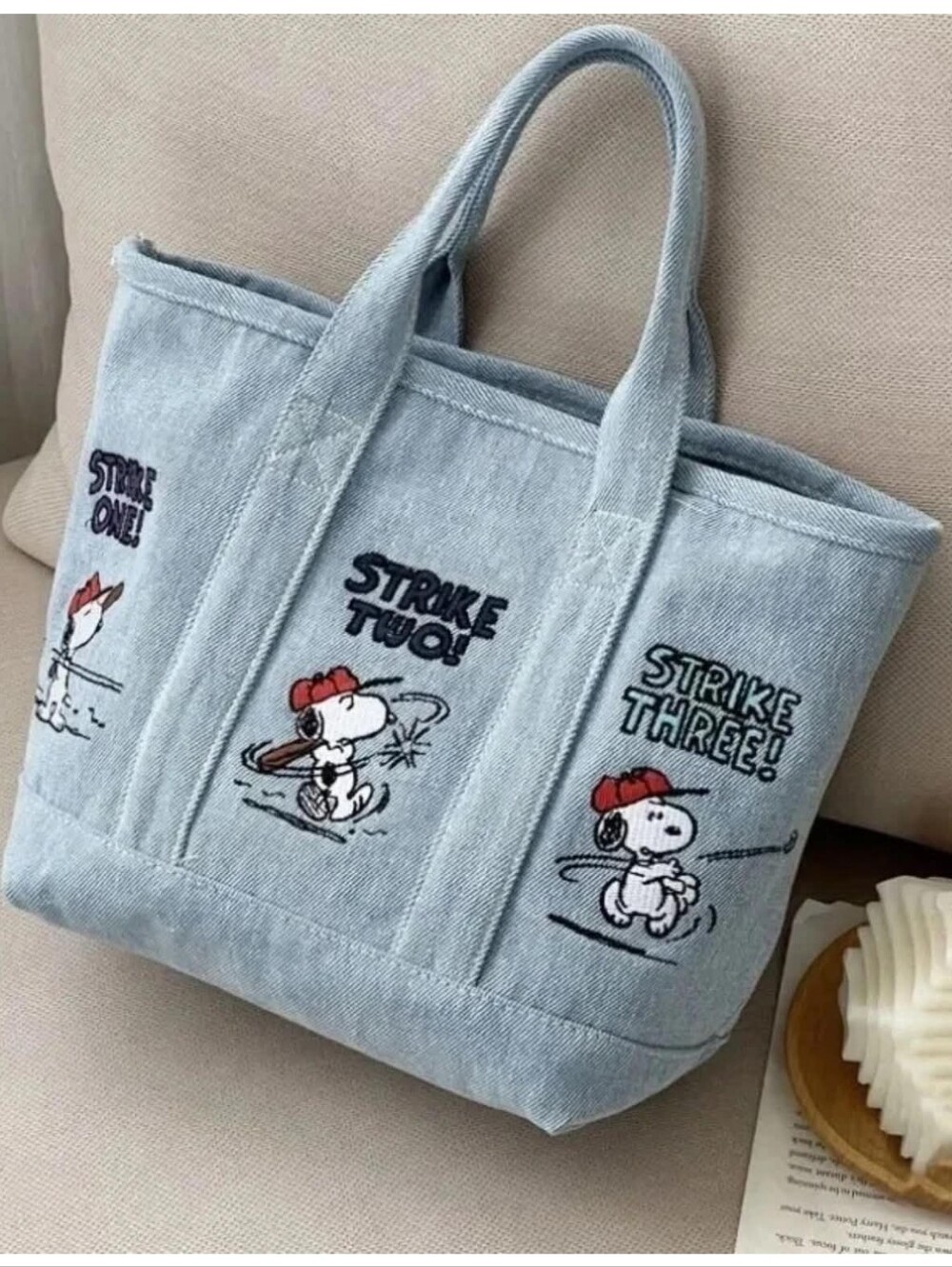 Canvas Tote Bag with Baseball SNOOPY !!!